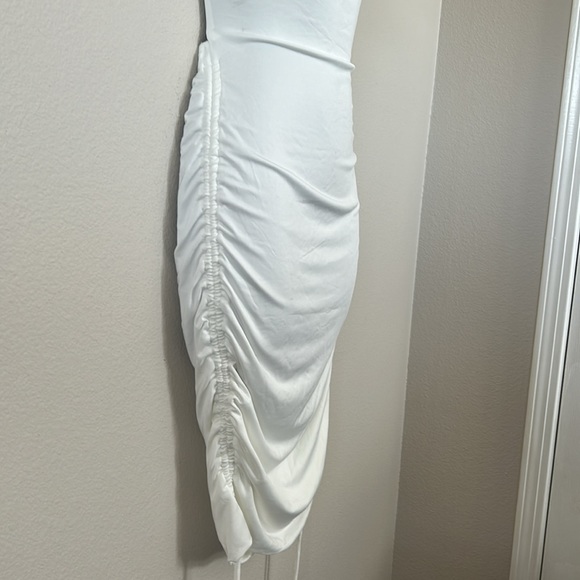 Princess Polly Maeve White Square Neck Ruched Side Tie Lace Back Cut Out Dress - Picture 8 of 13